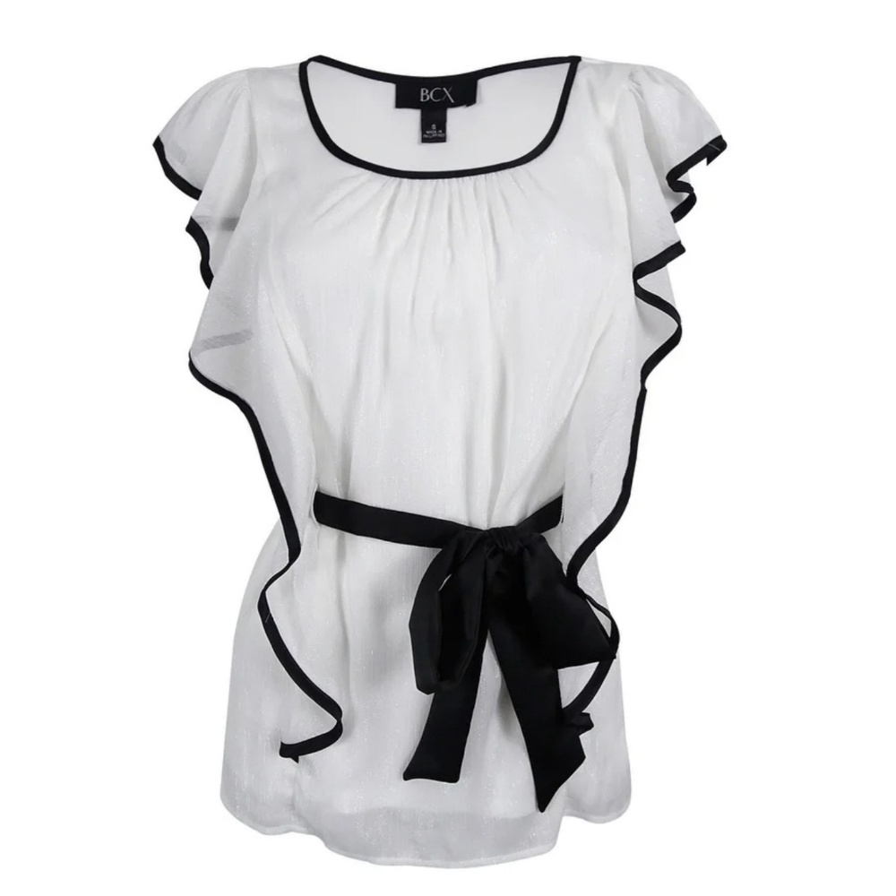 BCX Flutter Sleeve Round Neck Top